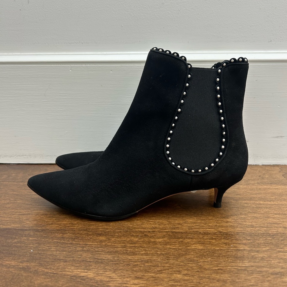 AQUAZZURA Jicky suede Black Ankle Boots with Studded Trim
